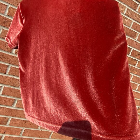 Madewell Velvet Mockneck Tee - Burnished Rust/Orange - NWOT - XS - Picture 8 of 14